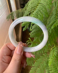"Live" Natural Smooth Blue Flower & Lavender Jadeite Jade Bangle" (08/30/25)