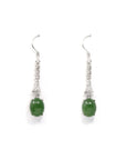 Baikalla Jewelry Silver Gemstone Earrings Sterling Silver Genuine Nephrite Green Jade Diamond Dangle Earrings