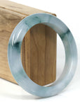 Baikalla Jewelry Jadeite Jade Bangle Bracelet Genuine Burmese High-end Ice Blue-green Jade Jadeite Bangle Bracelet (57.15mm) ( Collectibles )