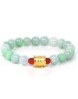 Baikalla Jewelry jade beads bracelet 24K Pure Yellow Gold Buddha Symbol Tongtong With Genuine Green Jadeite Beads Bracelet ( 9 mm )