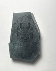 Custom Order* Platinum Bezel Setting Black Guatemalan Jadeite Jade "Fu Dog" Double Sided Carving (11/03/25)