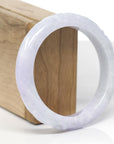 Baikalla Trailing Flower Vine Carving Natural Light Lavender & Green Jadeite Jade "Half Round" Bangle Bracelet (58.1mm)
