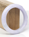 Baikalla Dragon Carving Natural Lavender & Faint Green Jadeite Jade "Half Round" Bangle Bracelet (56.8mm)