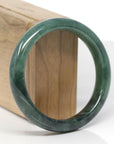 Baikalla Natural Deep Green Jadeite Jade "Half Round" Bangle Bracelet (57.7mm)