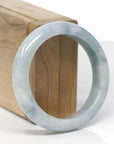 Baikalla Natural Light Blue-Green & Lavender Jadeite Jade "Half Round" Bangle Bracelet (54.6mm)