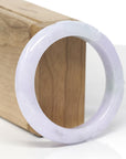 Baikalla Cherry Blossom Carving Natural Light Lavender & Green Jadeite Jade "Half Round" Bangle Bracelet (54.4mm)