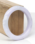 Baikalla Cherry Blossom Carving Natural Light Lavender & Green Jadeite Jade "Half Round" Bangle Bracelet (54.4mm)
