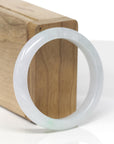 Baikalla Natural Icy Light Green W/ Vibrant Green Patches Jadeite Jade "Half Round" Bangle Bracelet (52mm)