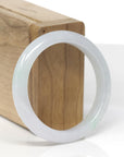 Baikalla Natural Icy Light Green W/ Vibrant Green Patches Jadeite Jade "Half Round" Bangle Bracelet (52mm)