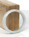Baikalla Natural Light Green & Sajin (Golden Dust) Jadeite Jade "Oval Half Round" Bangle (55.4mm)