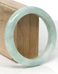 Baikalla Natural Apple-Green Jadeite Jade "Half Round" Bangle Bracelet (57.9mm)