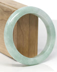 Baikalla Natural Apple-Green Jadeite Jade "Half Round" Bangle Bracelet (57.9mm)