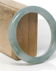 Baikalla Natural Icy Oil-Green Jadeite Jade "Half Round" Bangle Bracelet (58.6mm)