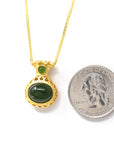 Baikalla Jewelry Jade Pendant Necklace Copy of Baikalla™ "Lucky Oval Jade" Sterling Silver Nephrite Green Jade Classic Pendant Necklace