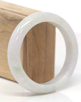 Baikalla Natural Light Green & Faint Lavender Jadeite Jade "Half Round" Bangle Bracelet (58.9mm)