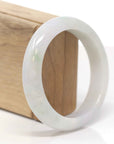 Baikalla Natural Light Green & Faint Lavender Jadeite Jade "Half Round" Bangle Bracelet (58.9mm)