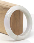 Baikalla Natural Light Green & Faint Lavender Jadeite Jade "Half Round" Bangle Bracelet (58.9mm)