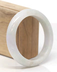 Baikalla Natural Light Green & Faint Lavender Jadeite Jade "Half Round" Bangle Bracelet (58.9mm)