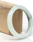 Baikalla Natural Light Green Flowers Jadeite Jade "Half Round" Bangle Bracelet (59.7mm)