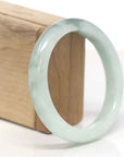 Baikalla Natural Light Green Flowers Jadeite Jade "Half Round" Bangle Bracelet (59.7mm)