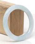 Baikalla Natural Light Blue-Green Jadeite Jade "Traditional Round" Bangle Bracelet (58.9mm)