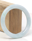 Baikalla Natural Light Blue-Green Jadeite Jade "Traditional Round" Bangle Bracelet (58.9mm)