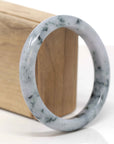 Baikalla Natural Light Lavender W/ Blue-Green Flowers Jadeite Jade "Half Round" Bangle Bracelet (61mm)