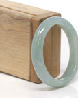 Icy Light Oil-Green Natural Burmese Jadeite Jade Bangle – Oval Half Round (53.6mm) TT920