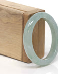 Icy Light Oil-Green Natural Burmese Jadeite Jade Bangle – Oval Half Round (53.6mm) TT920