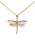 Baikalla Jewelry 14K Yellow Gold Pendant Baikalla 14k Yellow Gold Diamond Cut Dragonfly Pendant Necklace