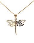 Baikalla Jewelry 14K Yellow Gold Pendant Baikalla 14k Yellow Gold Diamond Cut Dragonfly Pendant Necklace
