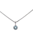 Baikalla Jewelry Aquamarine Necklace Baikalla 14K White Gold Round Aquamarine AAA Pendant Necklace