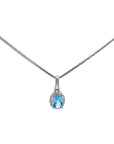 Baikalla Jewelry Topaz Necklace Baikalla 14K Gold Oval Swiss Blue Topaz AAA Pendant Necklace With Diamonds