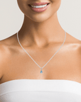 Baikalla Jewelry Topaz Necklace Pendant Only Baikalla 14K Gold Oval Swiss Blue Topaz AAA Pendant Necklace With Diamonds