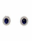 Baikalla Jewelry Silver Gemstones Earrings Baikalla™ 18k White Gold Sapphire With Diamond Stud Earrings