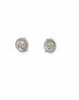 Baikalla Jewelry Silver Gemstones Earrings Baikalla™ 18k White Gold Sapphire With Diamond Stud Earrings