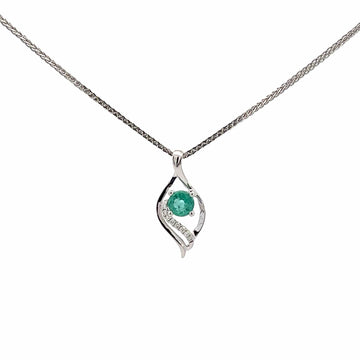 Baikalla Jewelry Gold Aquamarine Necklace 14k White Gold Natural Emerald Pendant Necklace