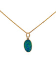 Baikalla Jewelry Gemstone Pendant Necklace Pendant Only Baikalla 14k Yellow Gold Natural Opal Bezel Set Pendant Necklace