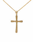 Baikalla Jewelry 14K Pure Yellow Gold Pendant 14k Yellow Gold Diamond Cut Cross Pendant Necklace