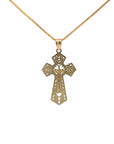 Baikalla Jewelry 14K Pure Yellow Gold Pendant 14k Yellow Gold Diamond Cut Cross Pendant Necklace