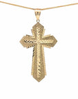 Baikalla Jewelry 14K Pure Yellow Gold Pendant Pendant Only 14k Yellow Gold Diamond Cut Cross Pendant Necklace