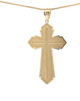 Baikalla Jewelry 14K Pure Yellow Gold Pendant 14k Yellow Gold Diamond Cut Cross Pendant Necklace