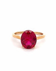 Baikalla Jewelry Gold Sapphire Ring 18k Gold Lab-Created Ruby Ring With CZ
