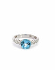 Baikalla Jewelry Gold Topaz Ring 14k White Gold Natural Blue Topaz Ring with Diamonds