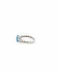 Baikalla Jewelry Gold Topaz Ring 14k White Gold Natural Blue Topaz Ring with Diamonds