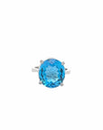Baikalla Jewelry Gold Topaz Ring 18k White Gold Natural Blue Topaz Ring