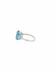 Baikalla Jewelry Gold Topaz Ring 18k White Gold Natural Blue Topaz Ring with Diamonds