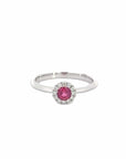 Baikalla Jewelry Gold Ruby Ring Copy of 18k White Gold Natural 3 Round Pink Ruby Diamond Anniversary Ring