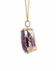Baikalla Jewelry Gemstone Pendant Necklace 14k Yellow Gold Genuine Amethyst and Diamond Pendant Necklace