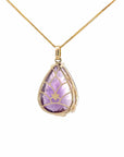 Baikalla Jewelry Gemstone Pendant Necklace 14k Yellow Gold Genuine Amethyst and Diamond Pendant Necklace